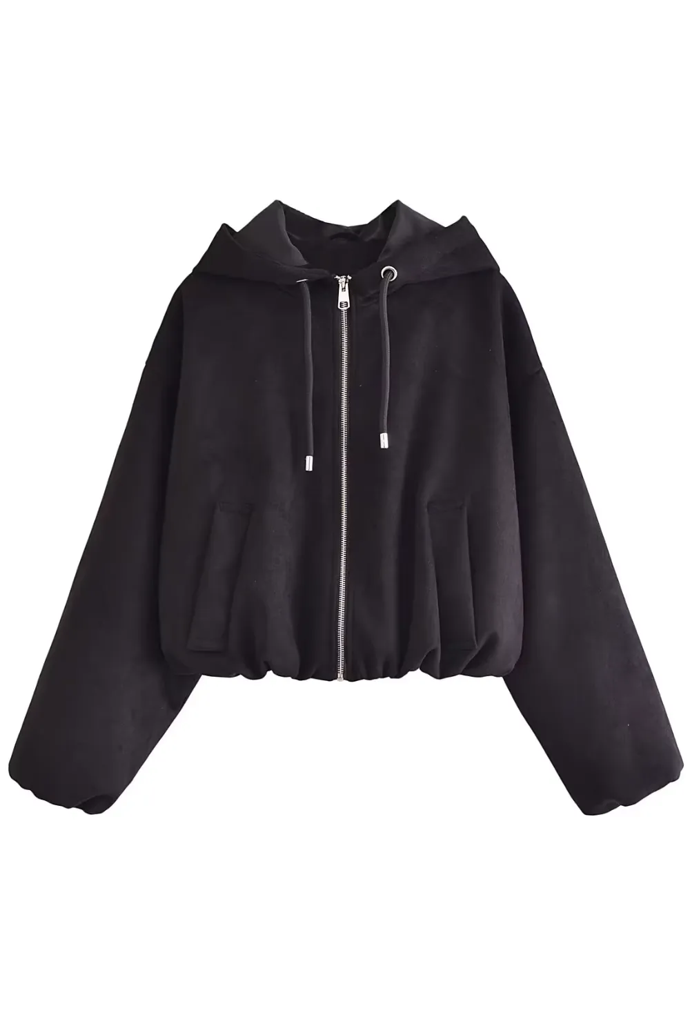 'Heather' Hooded Full-Zip Short Sweater (2 Colors)