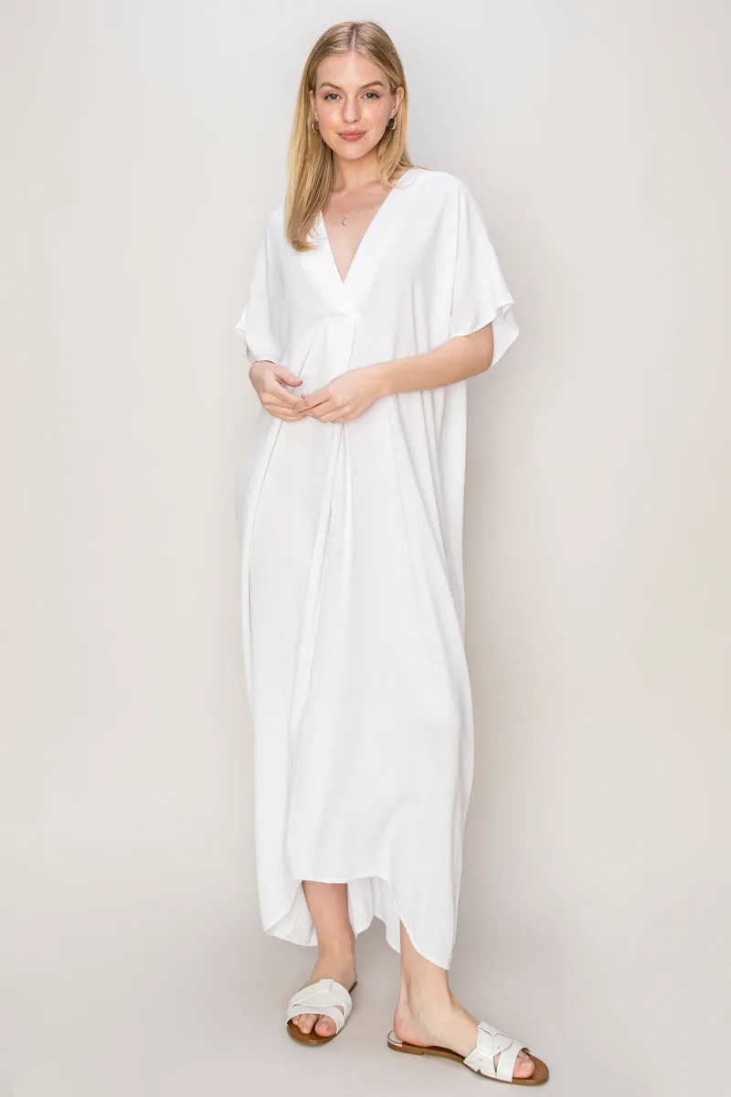 HF24E043-V-neck Coverup Kaftan