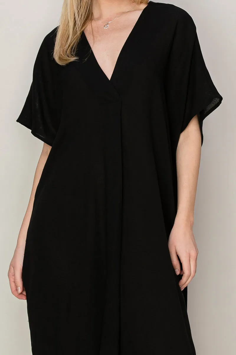 HF24E043-V-neck Coverup Kaftan