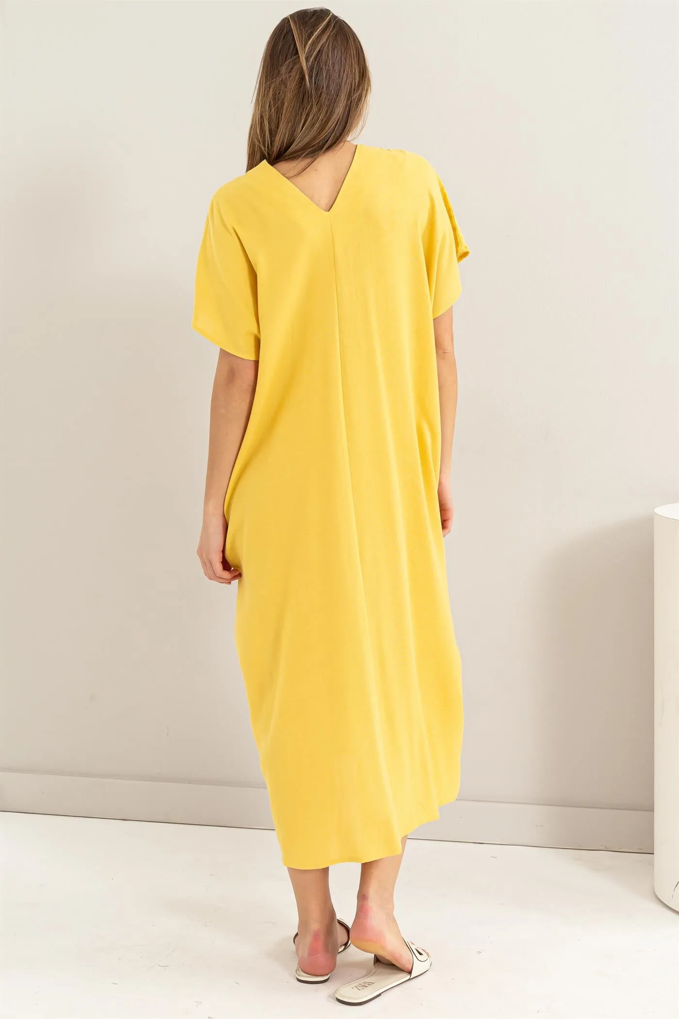 HF24E043-V-neck Coverup Kaftan