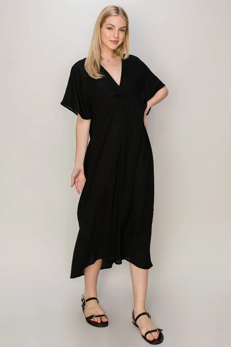 HF24E043-V-neck Coverup Kaftan