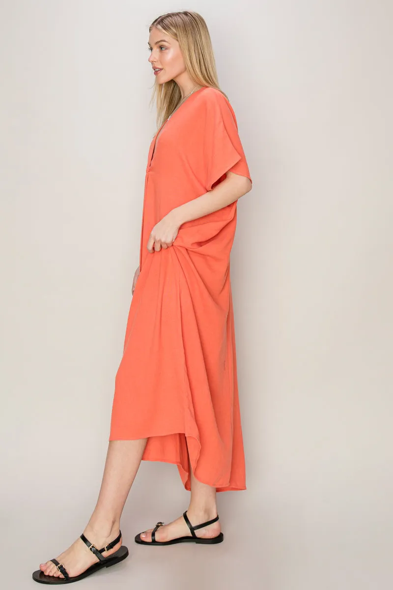 HF24E043-V-neck Coverup Kaftan