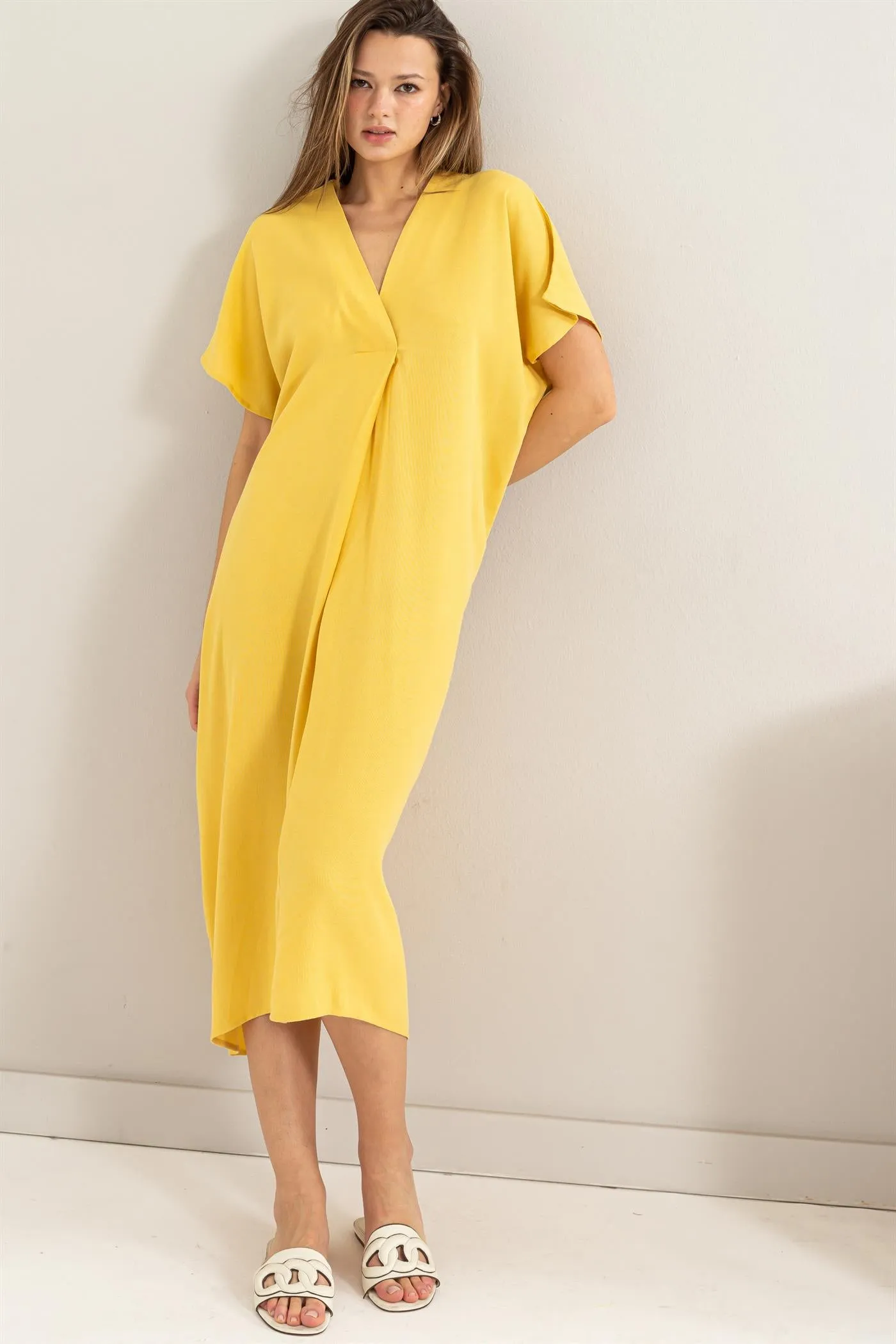 HF24E043-V-neck Coverup Kaftan