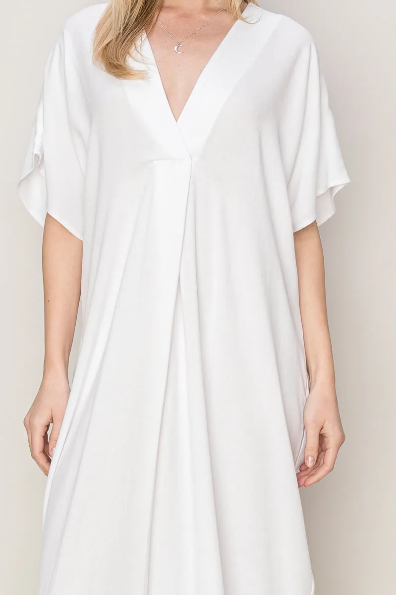 HF24E043-V-neck Coverup Kaftan