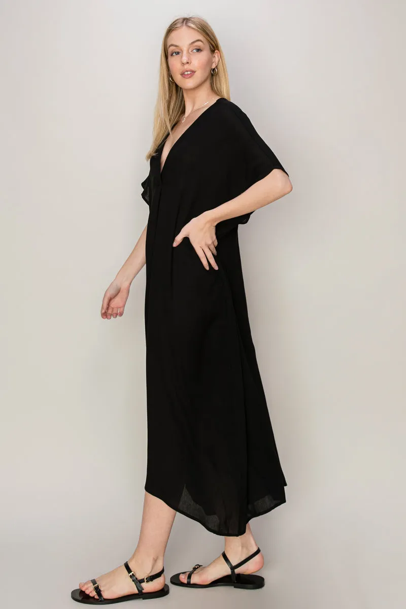 HF24E043-V-neck Coverup Kaftan
