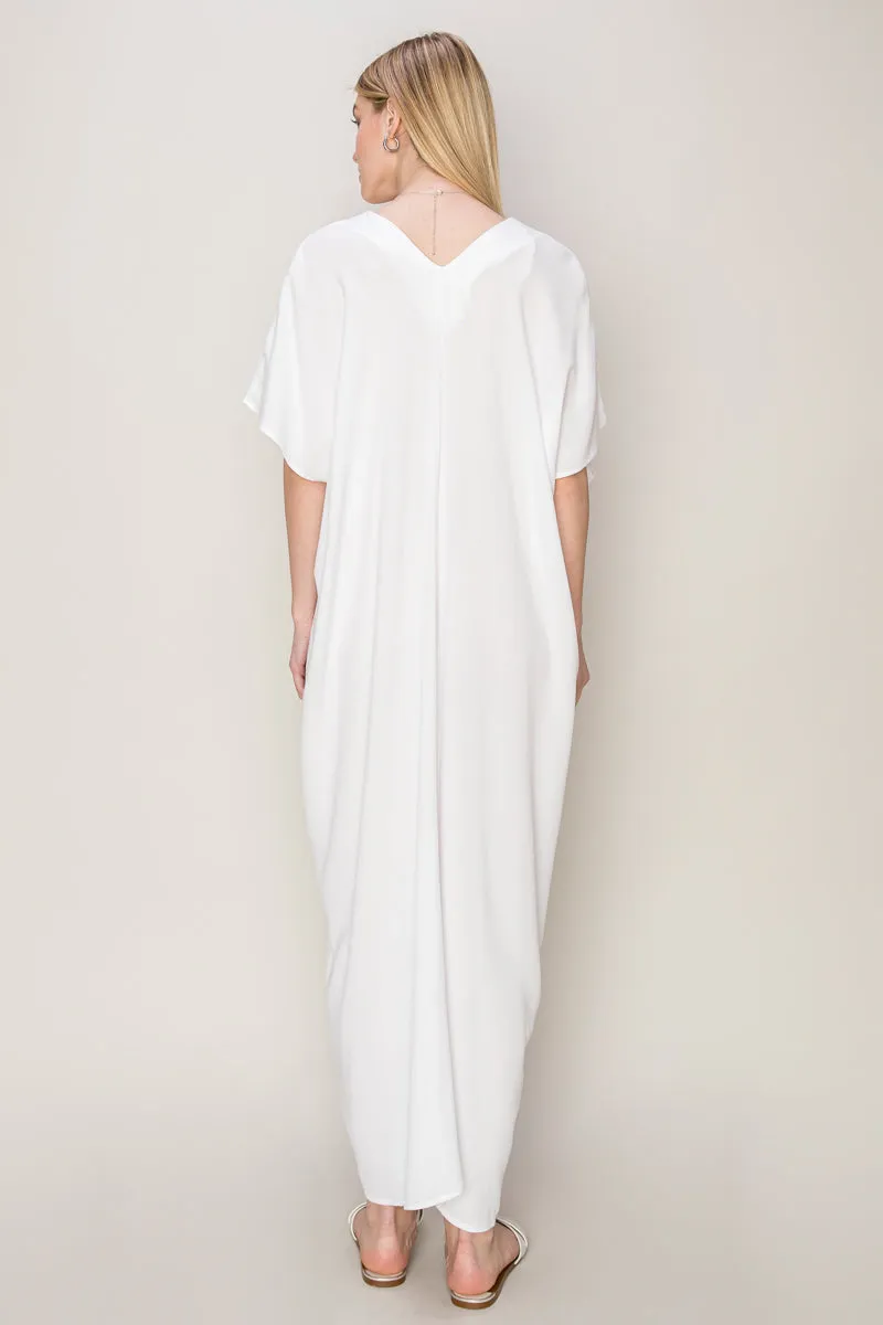 HF24E043-V-neck Coverup Kaftan