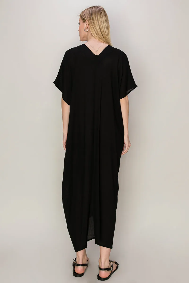 HF24E043-V-neck Coverup Kaftan