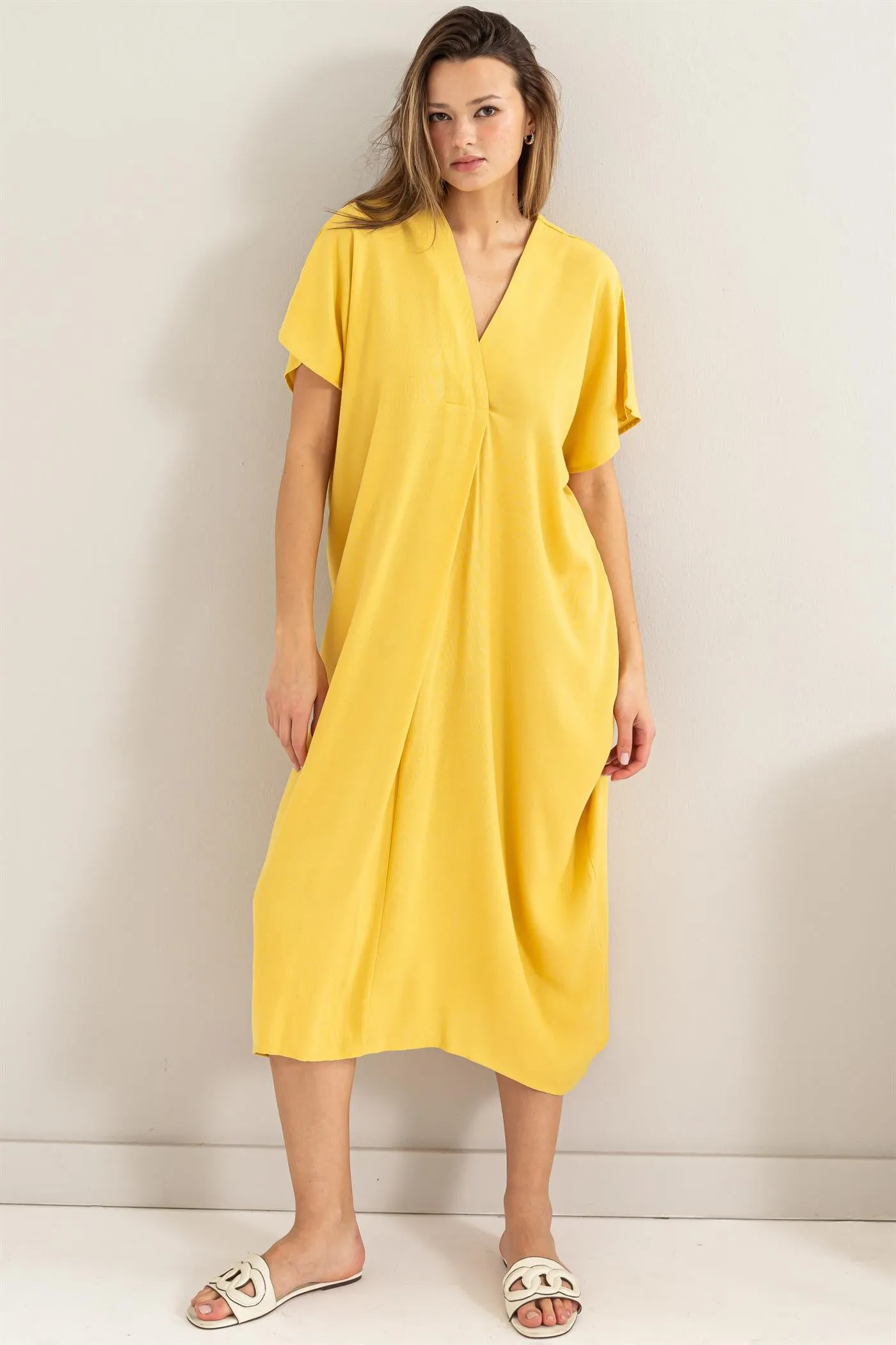 HF24E043-V-neck Coverup Kaftan