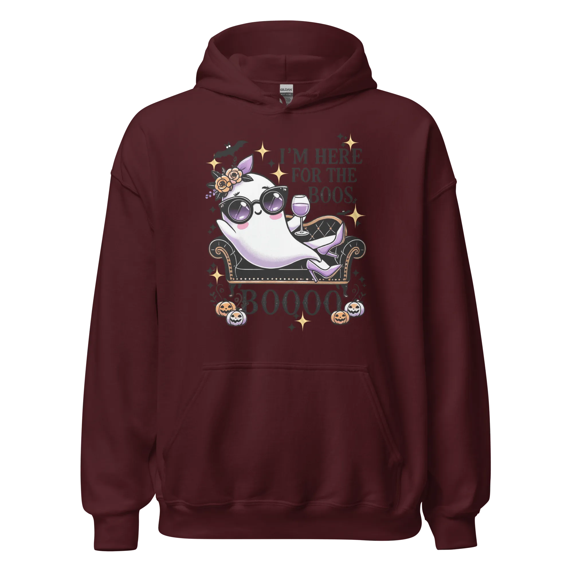 I'm Here For The Boos - Halloween Hoodie - Fun Ghost Halloween Hoodie