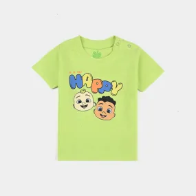 Infant Boys Cotton Jersey T-Shirt Happy-Sharp.Gren