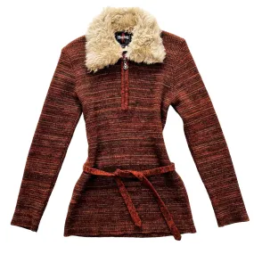 Italian Vintage Furry Belted Sweater (S)
