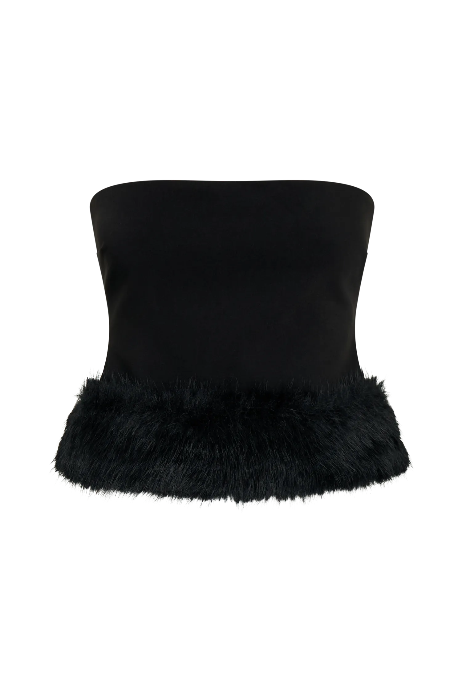 Jacklyn Strapless Faux Fur Top - Black