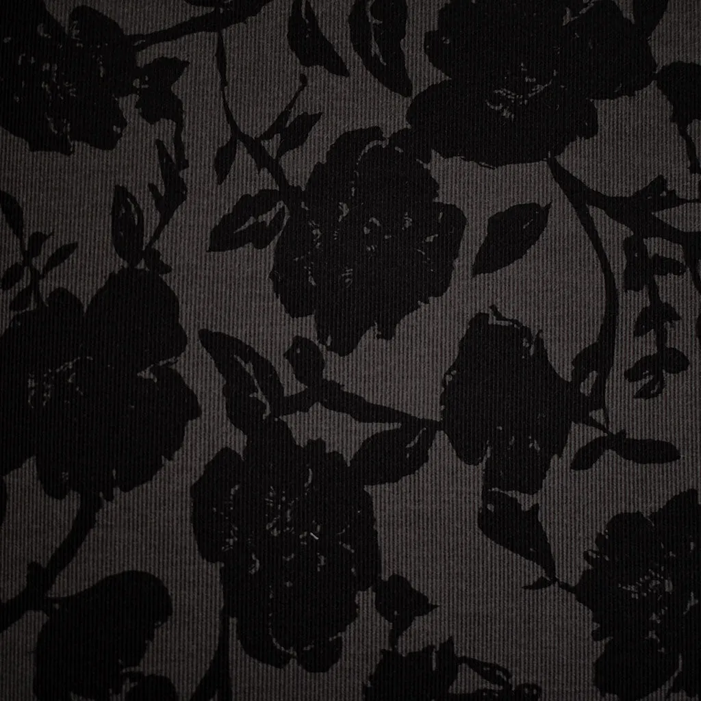 Japanese Silhouette Floral Corduroy Shirting Charcoal