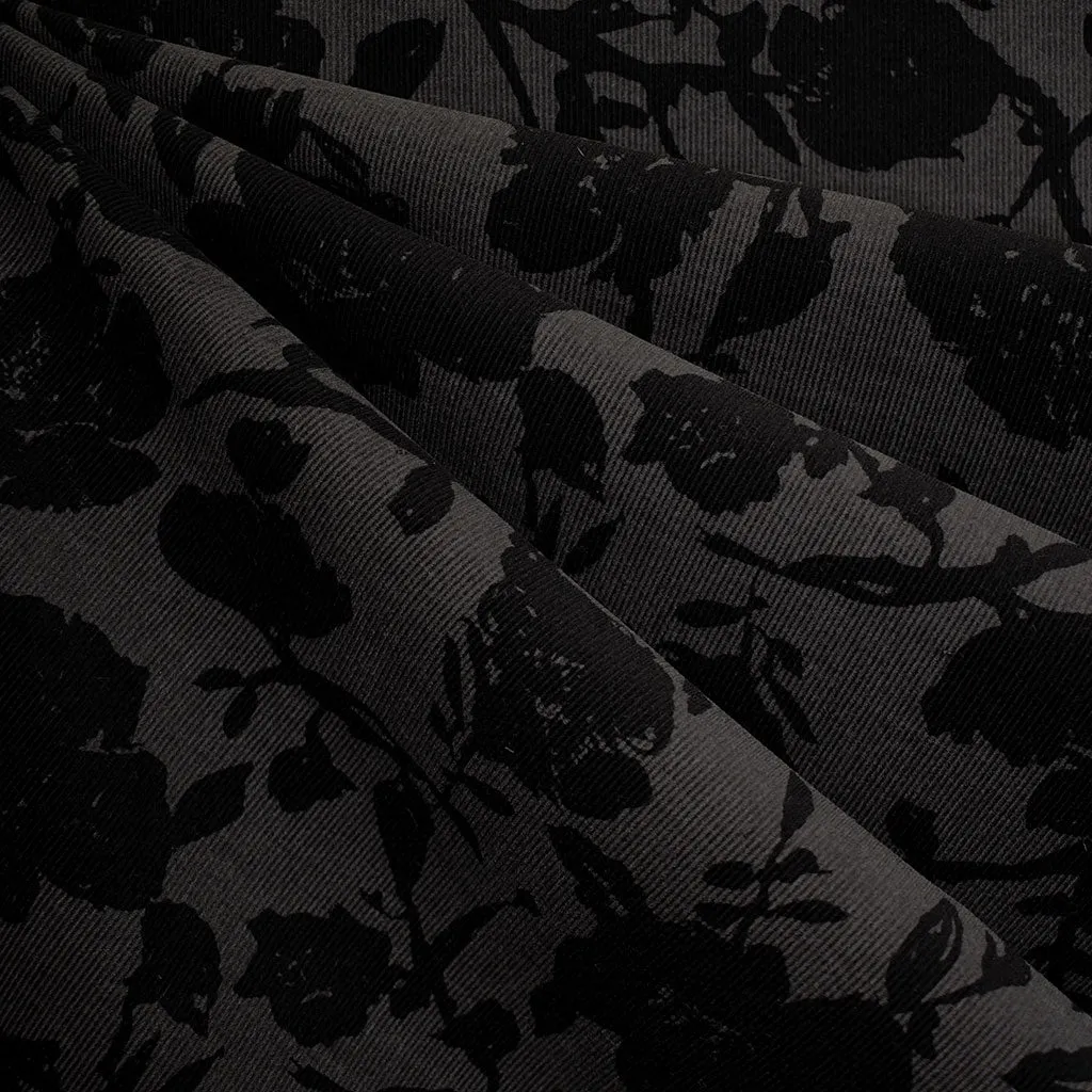 Japanese Silhouette Floral Corduroy Shirting Charcoal