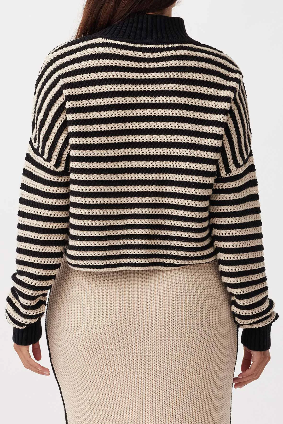 June Cropped Sweater | Sand/Black