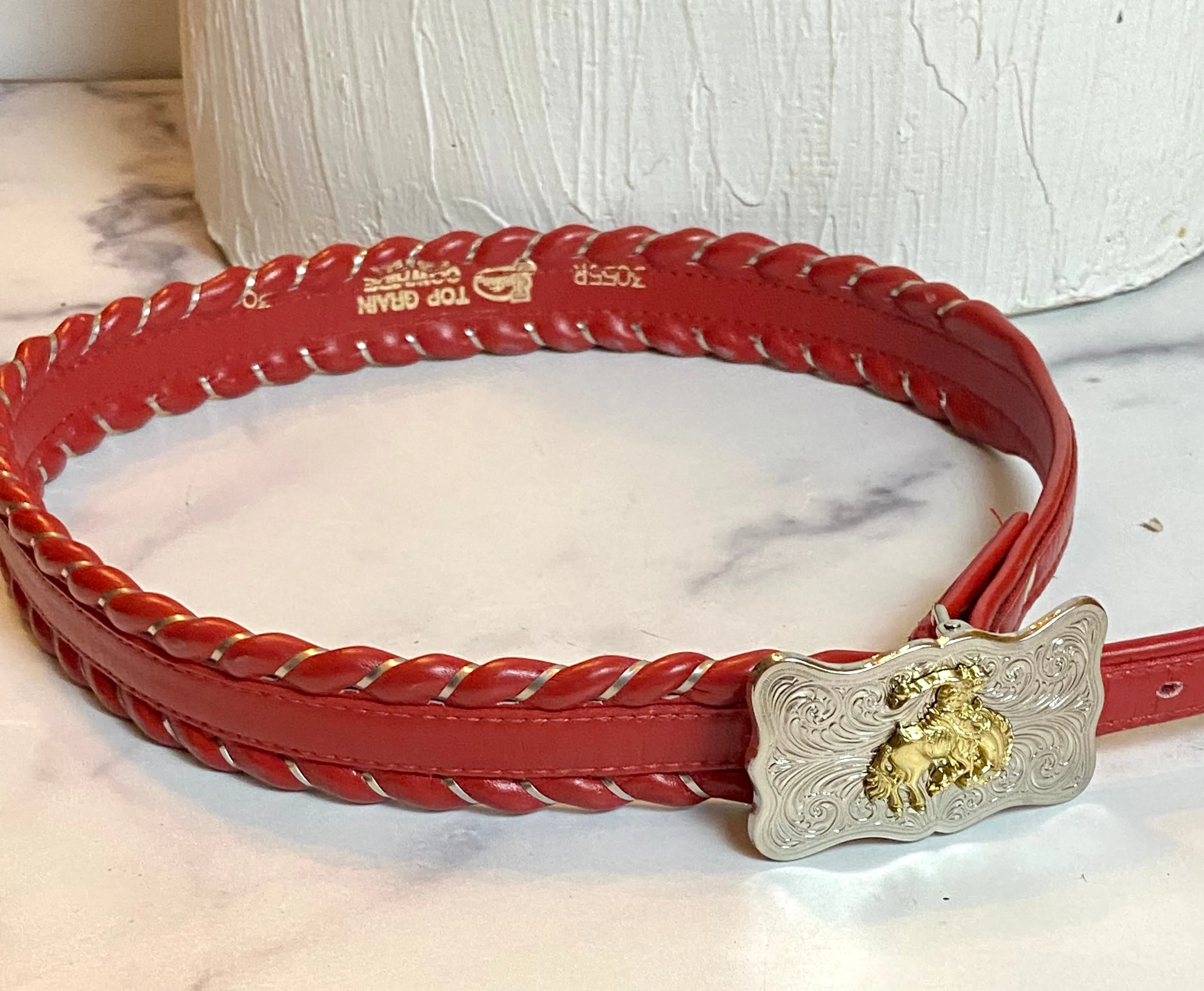 Justin red leather belt