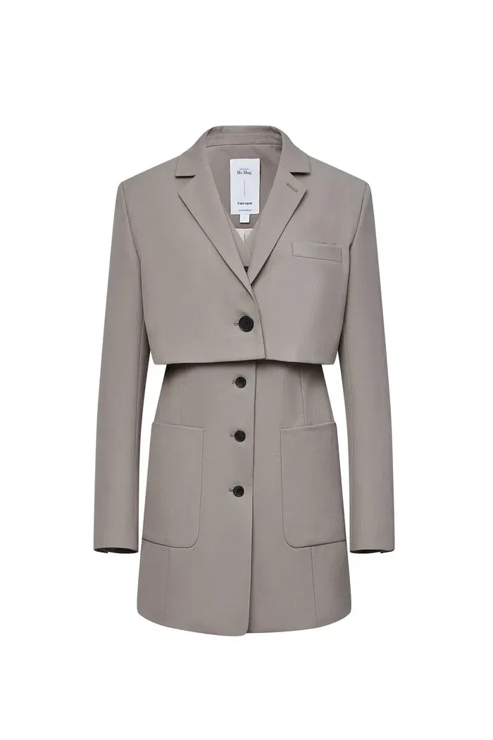 Karlie Cropped Blazer and Vest Dress Set in Wool Blend Twill