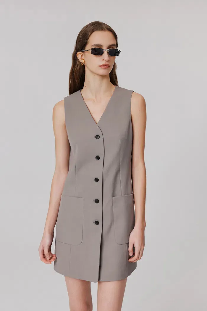 Karlie Cropped Blazer and Vest Dress Set in Wool Blend Twill
