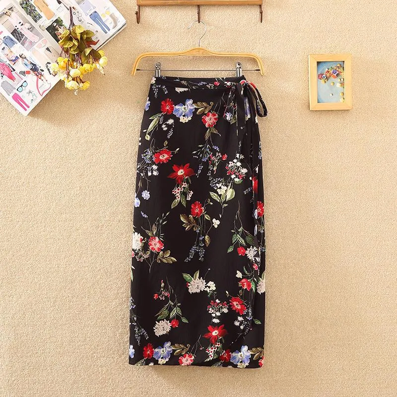 Lace Women Summer High Waist Slim Look Beach Chiffon Floral Skirt Beachwear