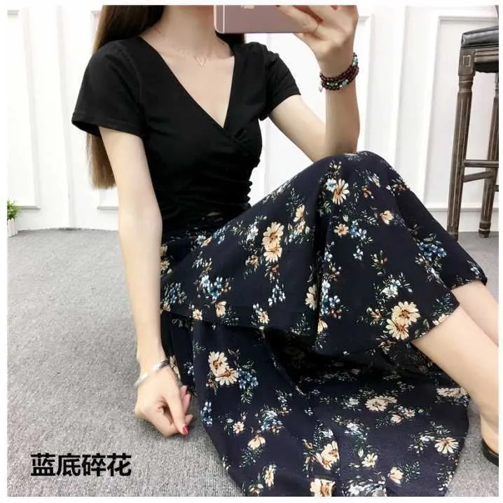 Lace Women Summer High Waist Slim Look Beach Chiffon Floral Skirt Beachwear