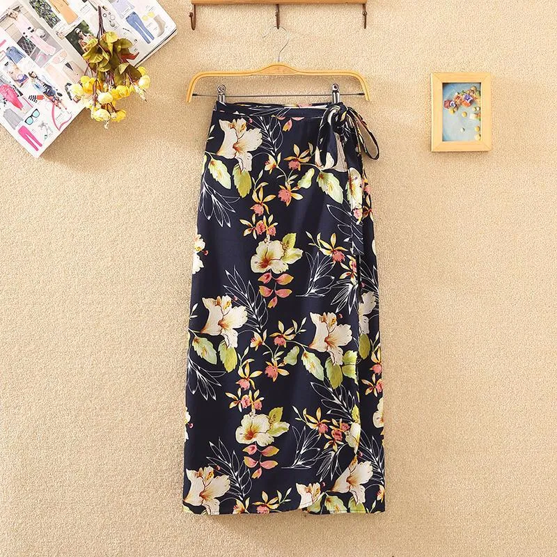 Lace Women Summer High Waist Slim Look Beach Chiffon Floral Skirt Beachwear