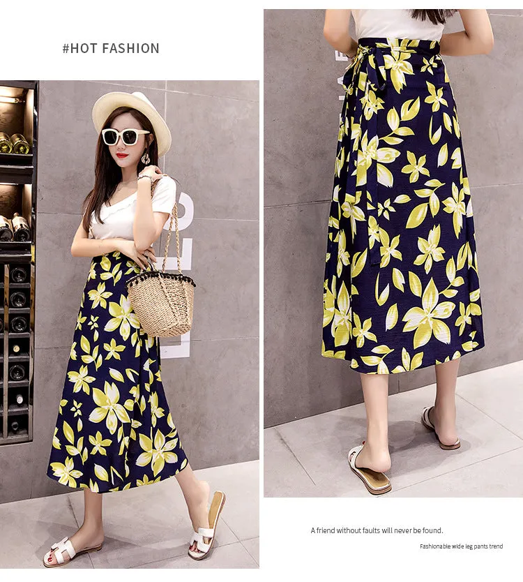 Lace Women Summer High Waist Slim Look Beach Chiffon Floral Skirt Beachwear