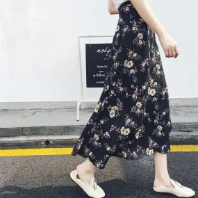 Lace Women Summer High Waist Slim Look Beach Chiffon Floral Skirt Beachwear