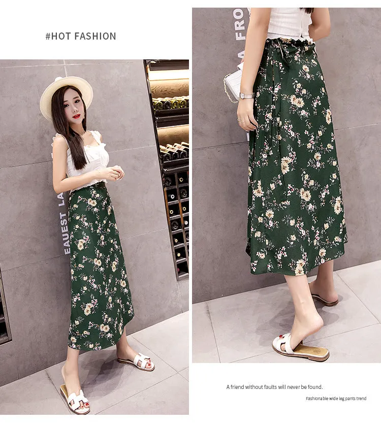 Lace Women Summer High Waist Slim Look Beach Chiffon Floral Skirt Beachwear