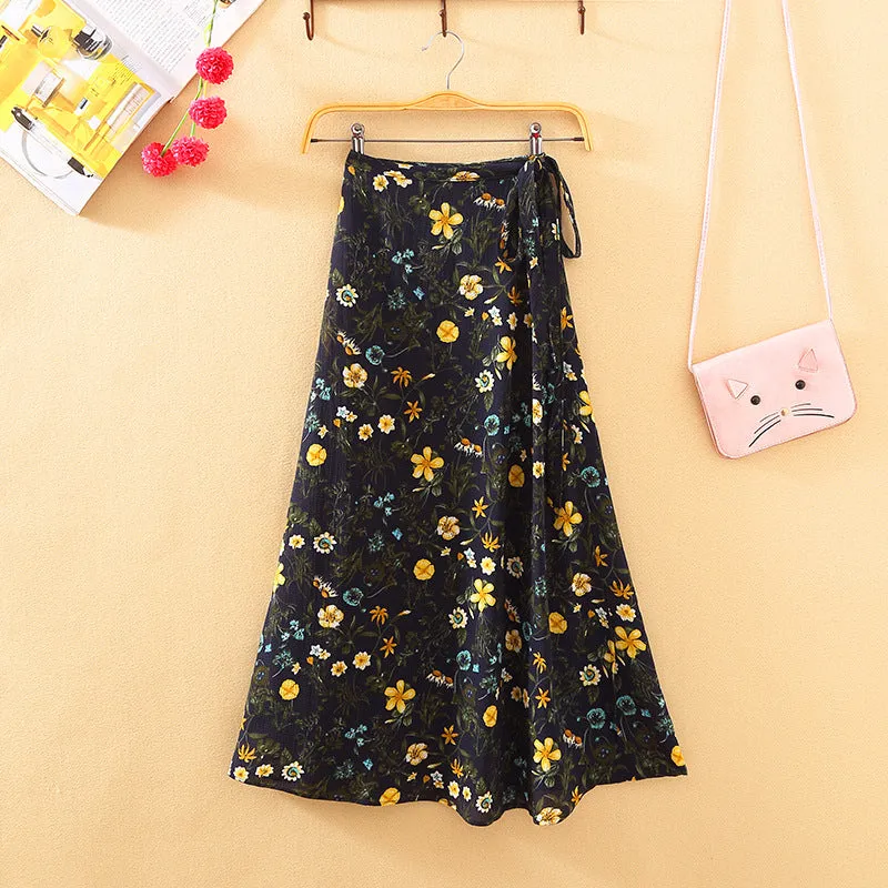 Lace Women Summer High Waist Slim Look Beach Chiffon Floral Skirt Beachwear
