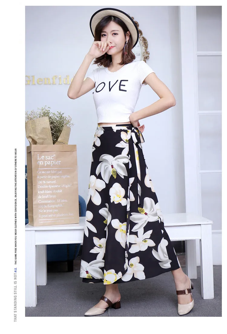 Lace Women Summer High Waist Slim Look Beach Chiffon Floral Skirt Beachwear