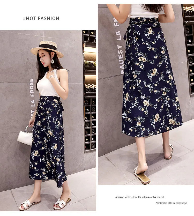 Lace Women Summer High Waist Slim Look Beach Chiffon Floral Skirt Beachwear
