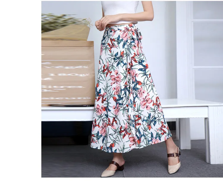 Lace Women Summer High Waist Slim Look Beach Chiffon Floral Skirt Beachwear