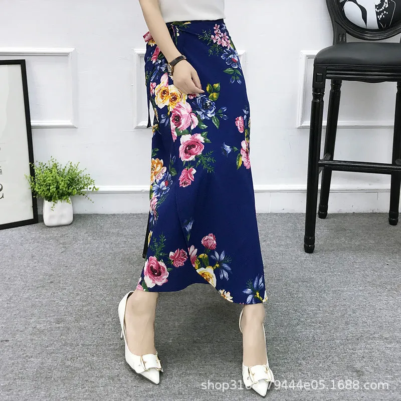 Lace Women Summer High Waist Slim Look Beach Chiffon Floral Skirt Beachwear