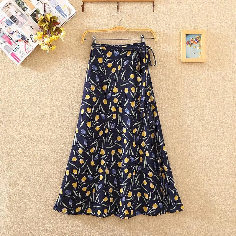 Lace Women Summer High Waist Slim Look Beach Chiffon Floral Skirt Beachwear