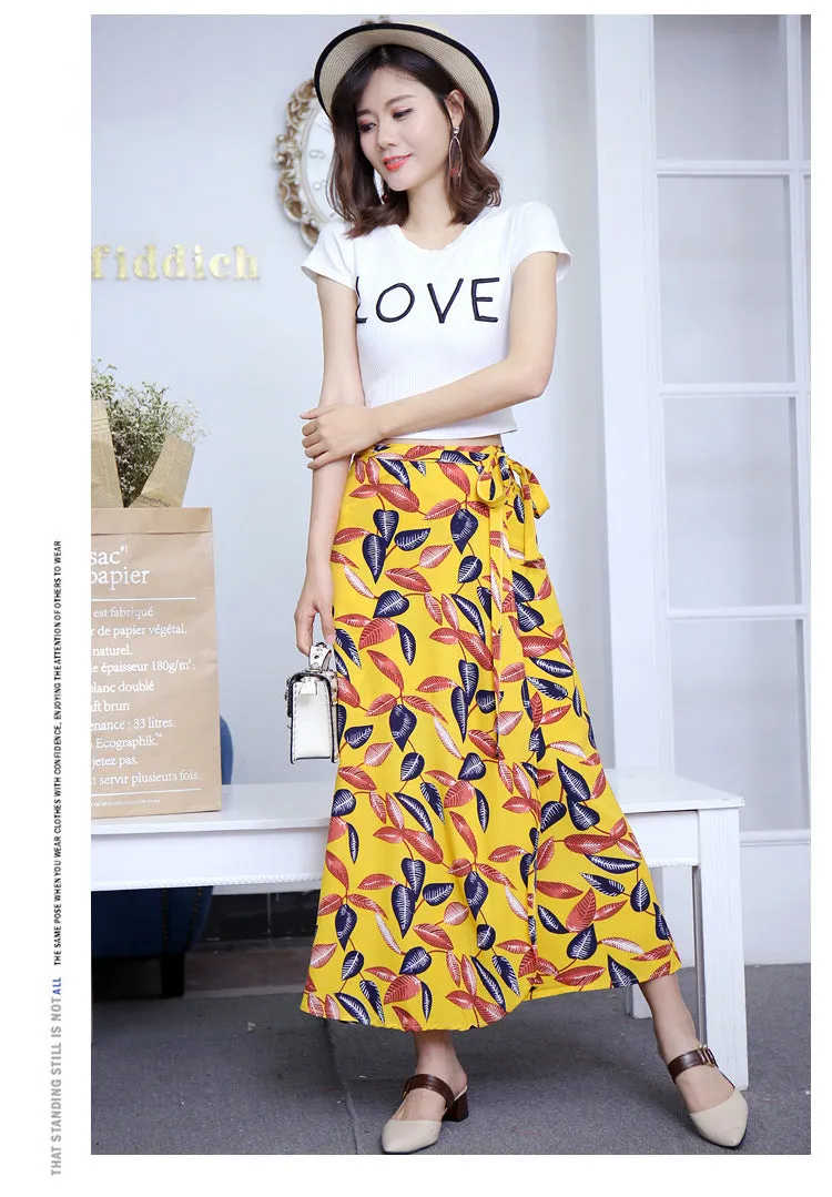 Lace Women Summer High Waist Slim Look Beach Chiffon Floral Skirt Beachwear