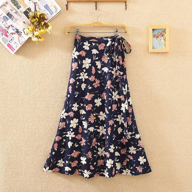 Lace Women Summer High Waist Slim Look Beach Chiffon Floral Skirt Beachwear