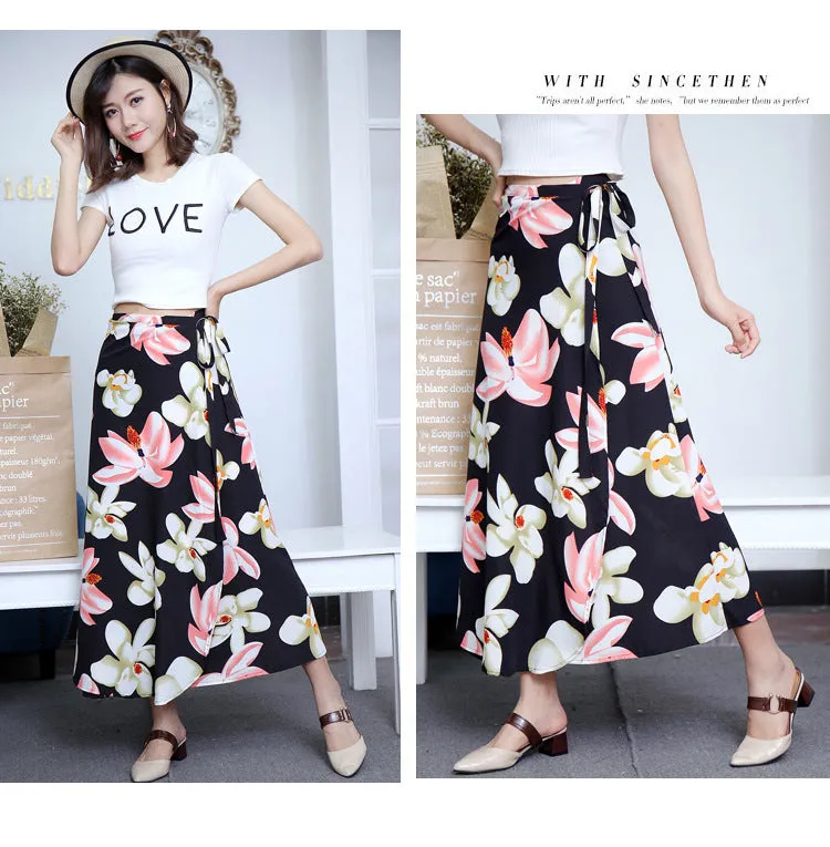Lace Women Summer High Waist Slim Look Beach Chiffon Floral Skirt Beachwear