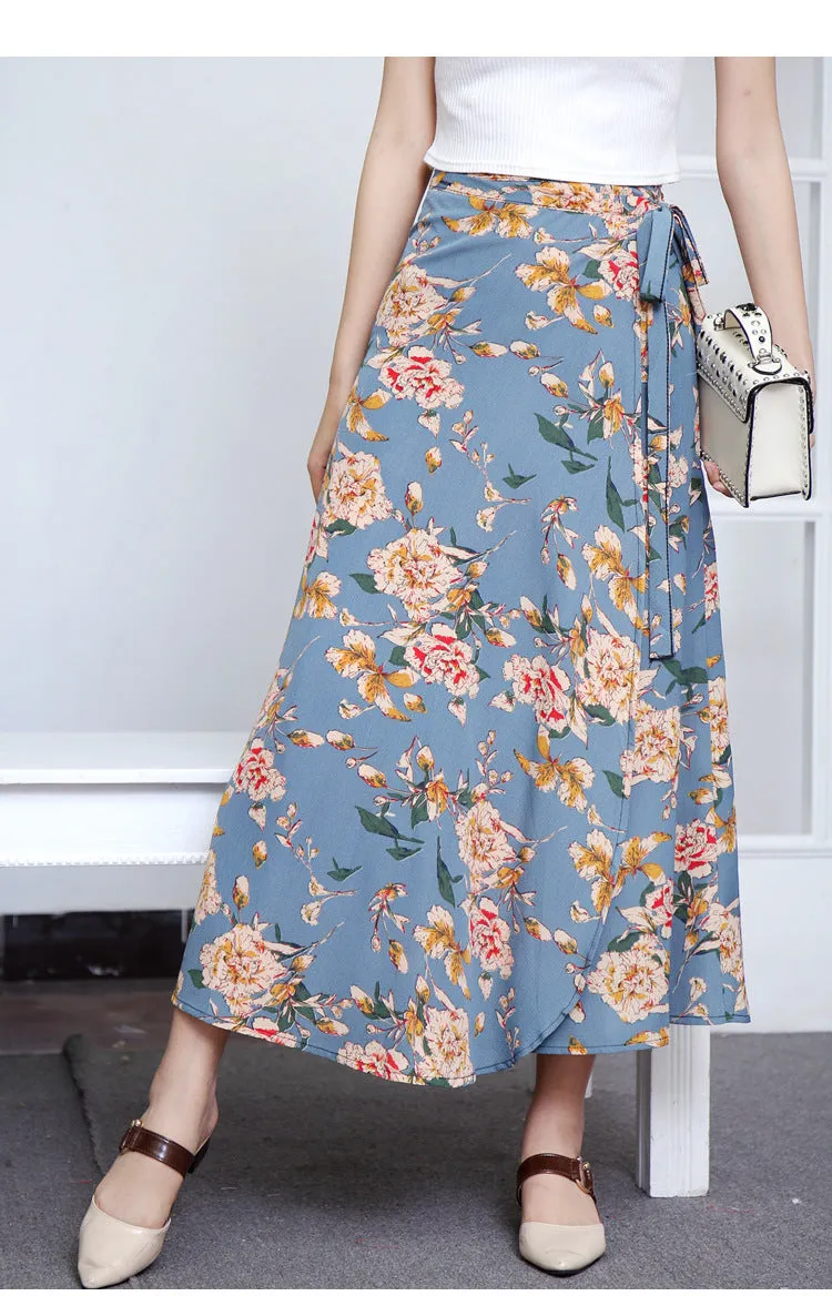 Lace Women Summer High Waist Slim Look Beach Chiffon Floral Skirt Beachwear