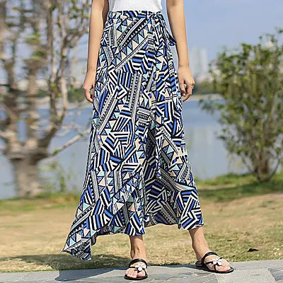 Lace Women Summer High Waist Slim Look Beach Chiffon Floral Skirt Beachwear