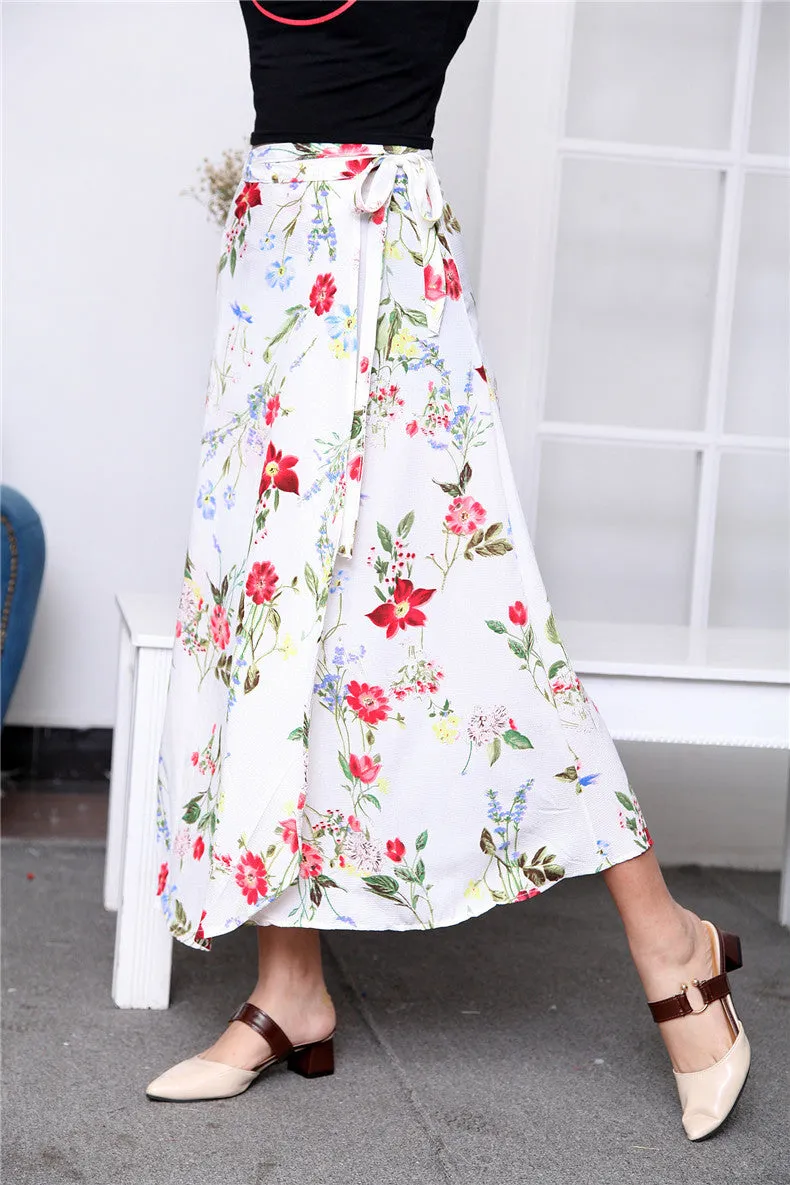 Lace Women Summer High Waist Slim Look Beach Chiffon Floral Skirt Beachwear