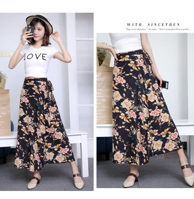 Lace Women Summer High Waist Slim Look Beach Chiffon Floral Skirt Beachwear