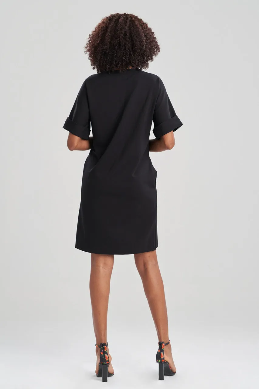 Light Weight Ponte Floral Applique T-Shirt Dress
