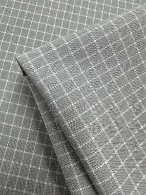 Linen Rayon Grid - Grey - 145cm
