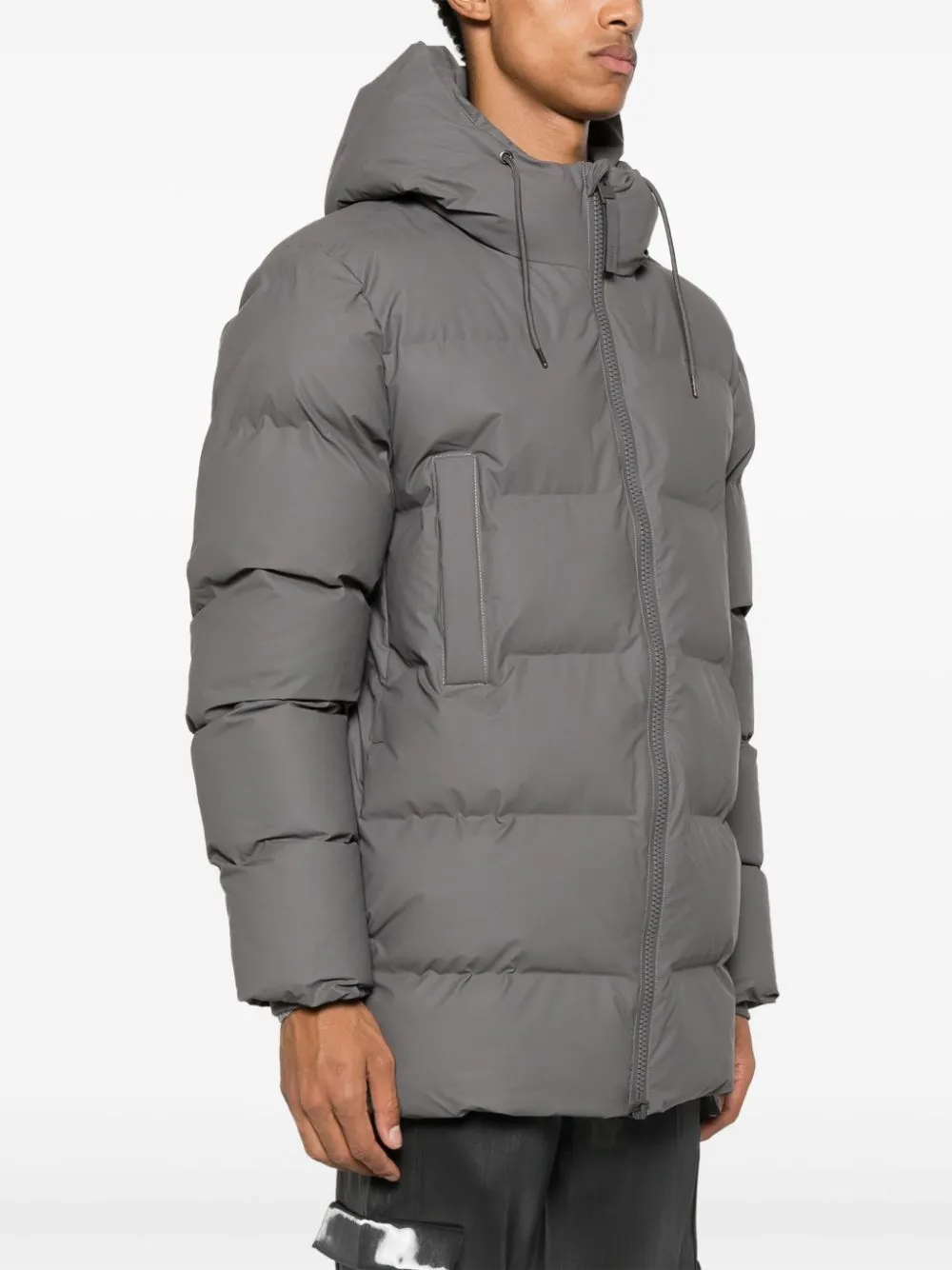 logo-patch hooded padded jacket