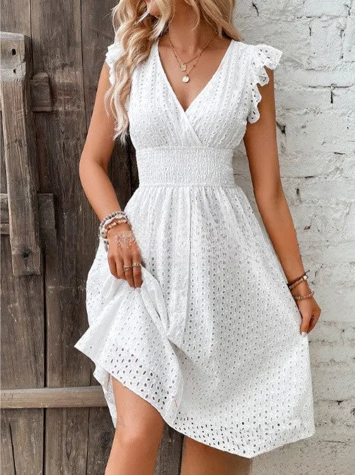 Lotus Leaf Sleeve Elegant Dress