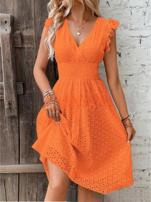 Lotus Leaf Sleeve Elegant Dress