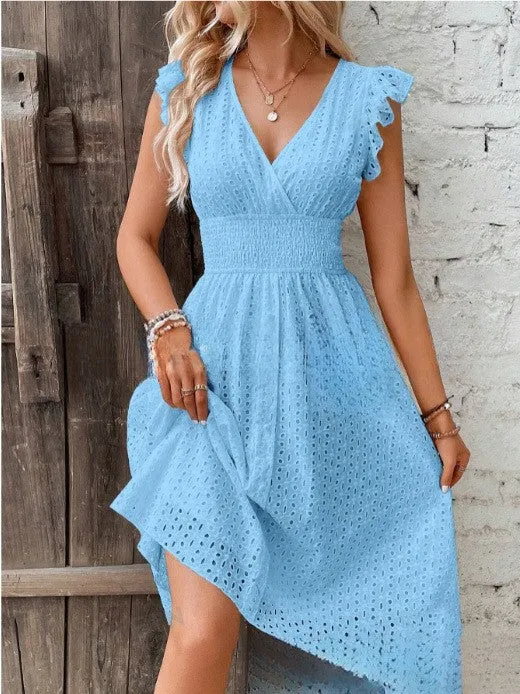 Lotus Leaf Sleeve Elegant Dress