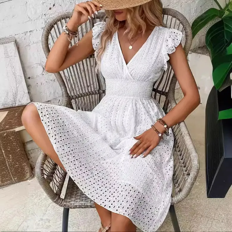 Lotus Leaf Sleeve Elegant Dress