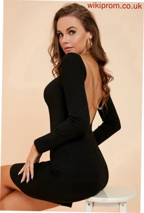 Megan Sexy Mini Neck Sleeves Long Dresses Round Bodycon Jersey Club Dresses