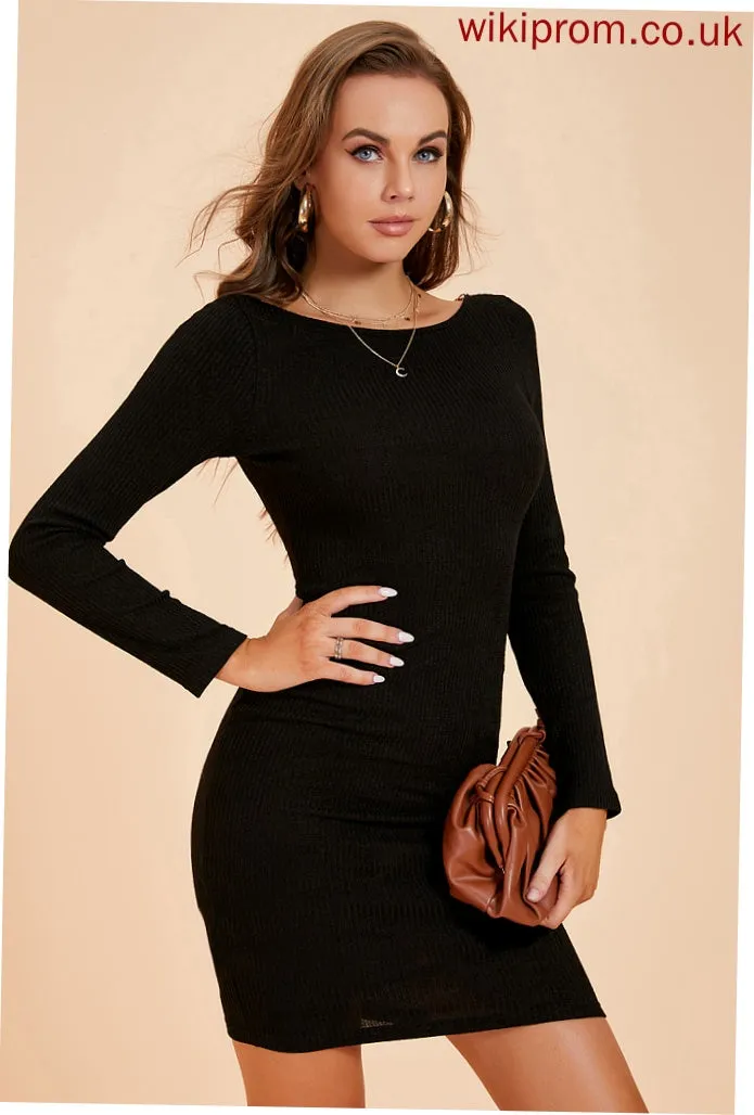 Megan Sexy Mini Neck Sleeves Long Dresses Round Bodycon Jersey Club Dresses